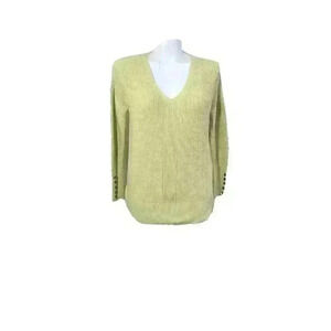 Rachel Zoe Long Sleeve Ribbed Chartreuse Pullover Sweater Size Small‎